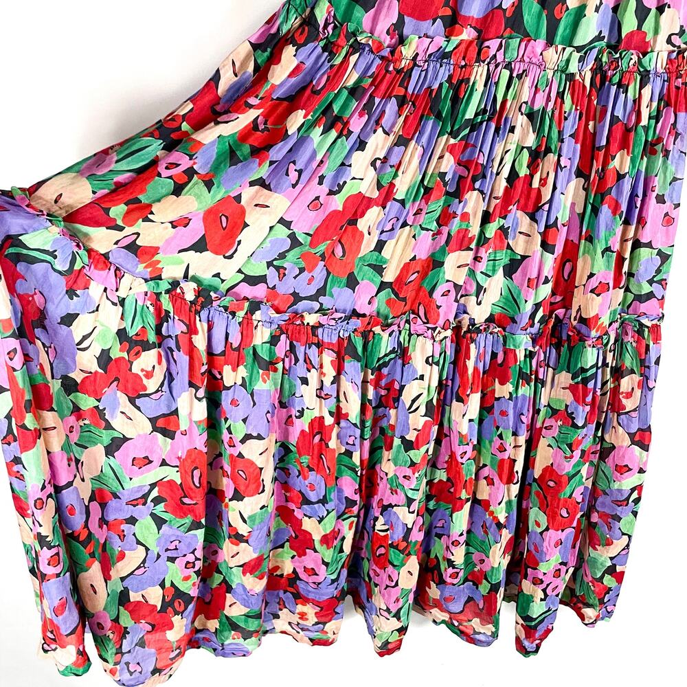 Nicholas Myla Floral Maxi Dress Silk Cotton Tiered Sleeveless Sz 0 - Picture 11 of 14